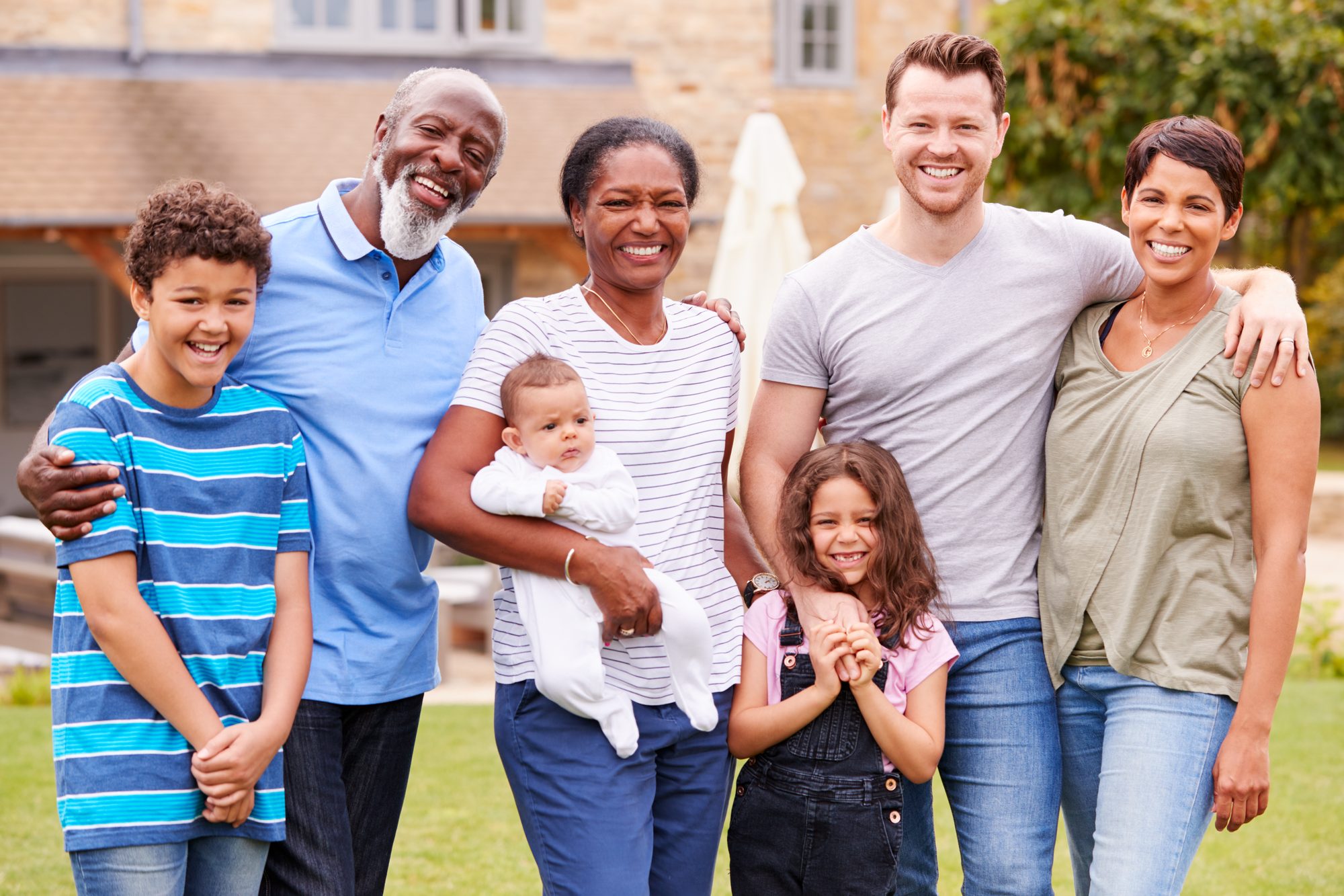Multi-generation family outside their home